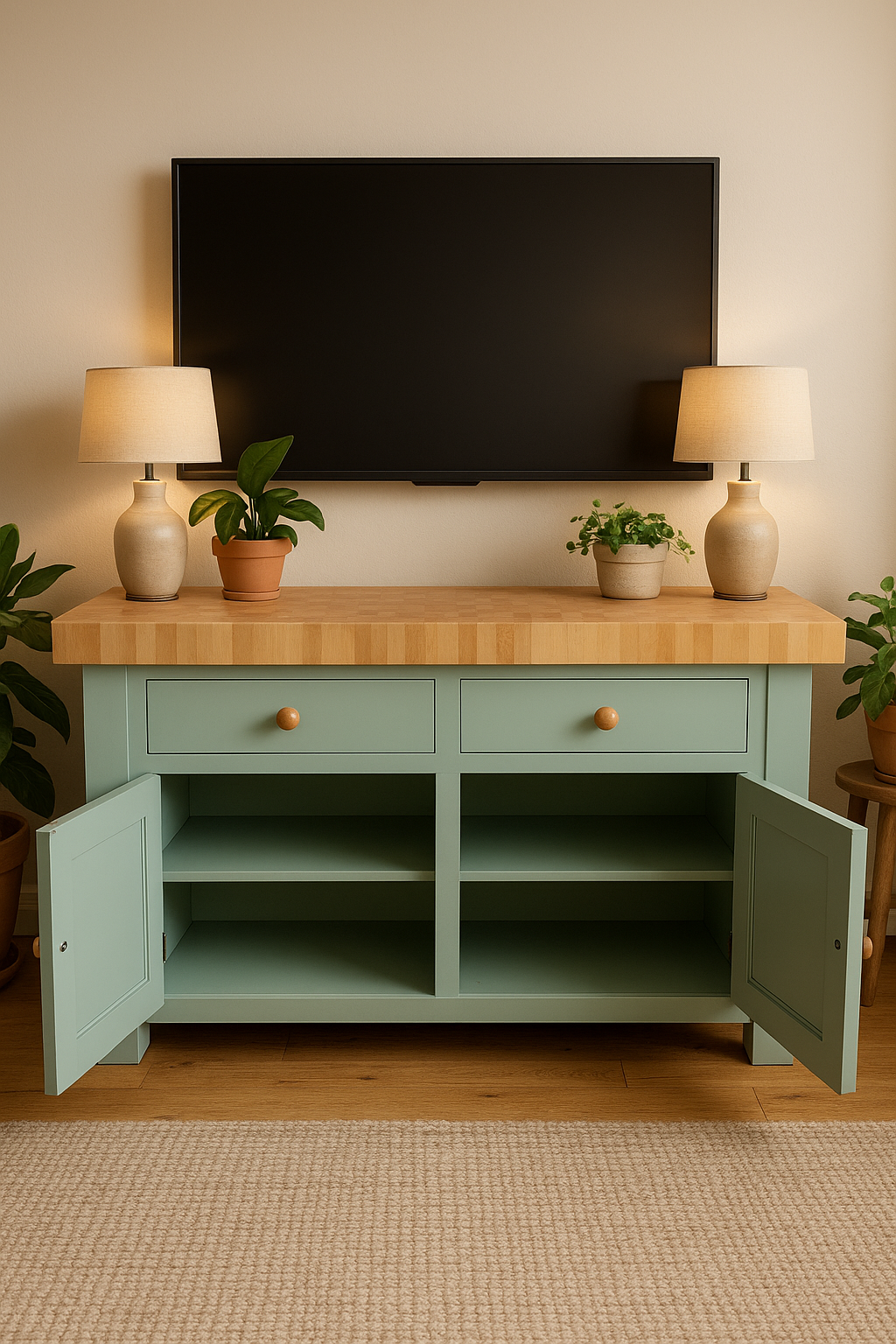 Butchers Block Island square 120cm x 60cm - With Doors