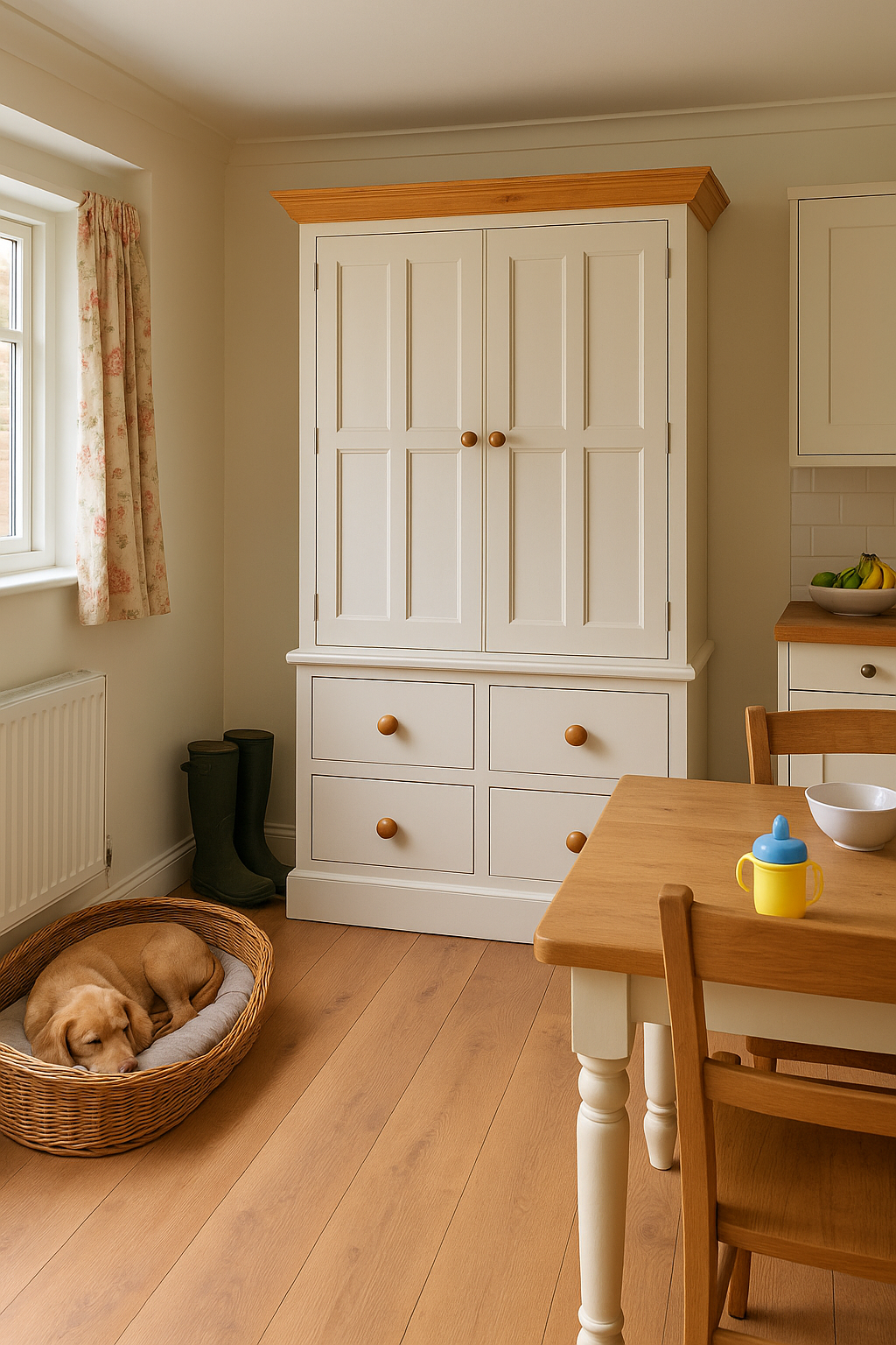 Eaton Kitchen larder pantry provisions Cupboard 2 Beaded Multi Upper Door and 4 Lower Drawers
