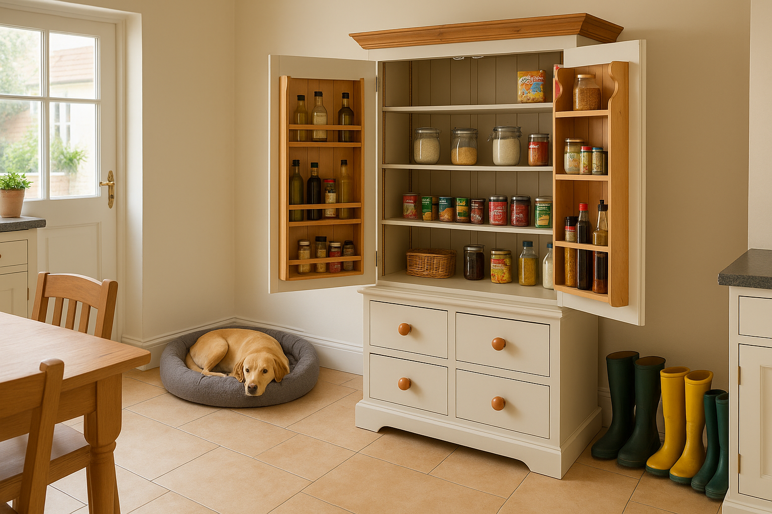 Westminster Kitchen larder pantry provisions Cupboard 2 Upper Door and 4 Lower Drawers