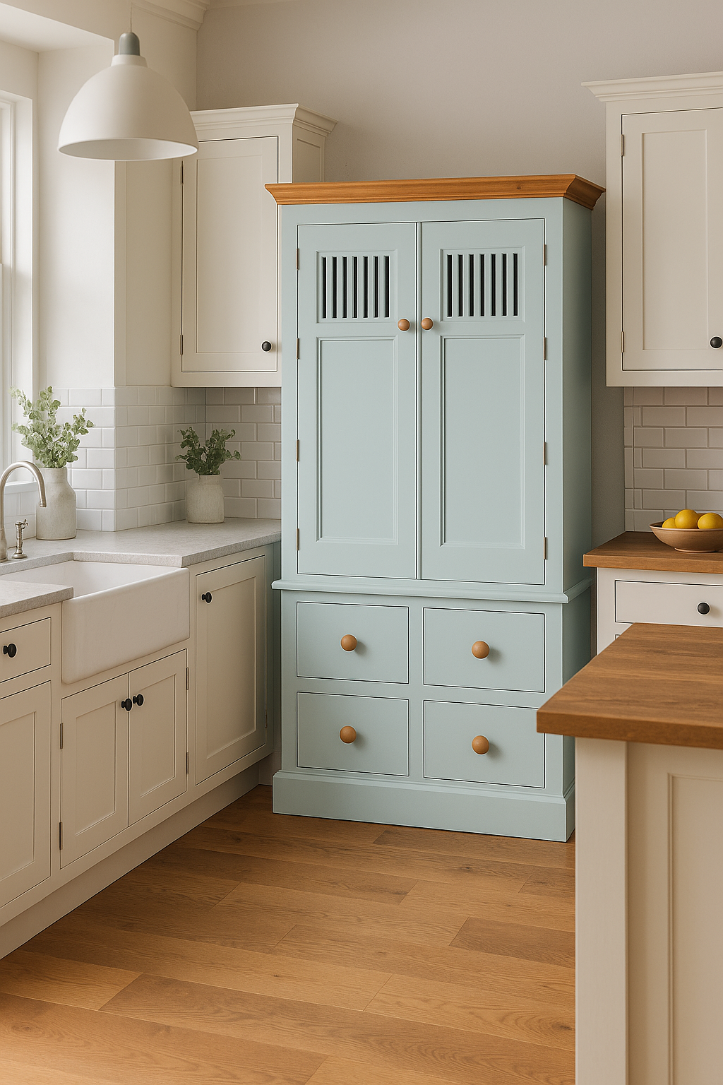Cotswold Kitchen larder pantry provisions Cupboard 2 Vented Upper Door and 4 Lower Drawers